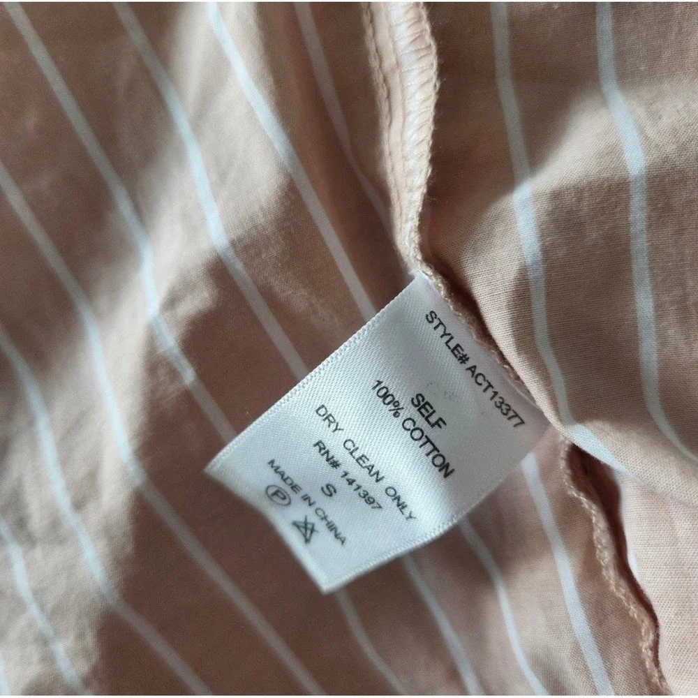 NWT ASTR The‎ Label Blush & White Striped Off Shoulder Wrap Tie Puff Sleeve Top